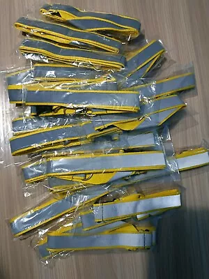 Plain Yellow And Reflective Silver Lanyard  Neck Strap  Safety Id Holder • £2