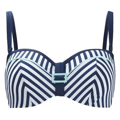 Panache Cleo Swimwear Lucille Bandeau Bikini Top Nautical Stripe CW0063 • $14.52