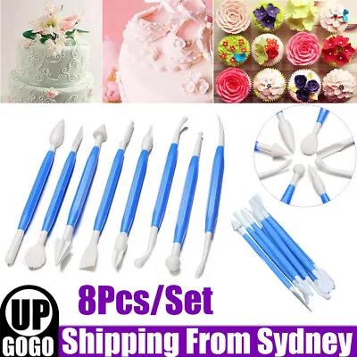 $5.85 • Buy 8pcs Fondant Cake Flower Decorating Clay Sugarcraft Modelling Cutter Tools Set