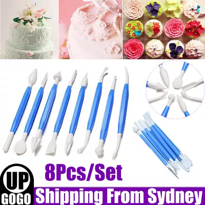 8pcs Fondant Cake Flower Decorating Clay Sugarcraft Modelling Cutter Tools Set • $5.15