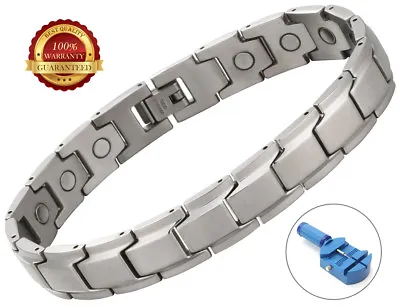 Men Magnetic Health Bracelet Stainless Steel Therapy Healing Relief Arthritis • £15.99