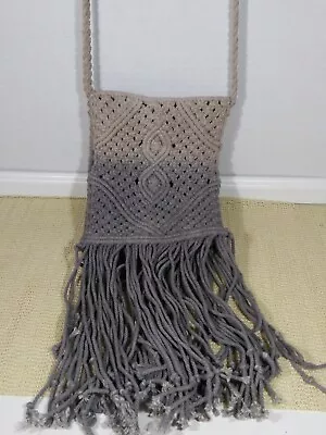 ECOTE Urban Outfitters Ombre Gray Boho Macrame 8x6  Bag Crossbody 22  Strap  • $24.99