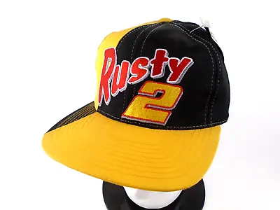 Rusty Wallace 2 Hat Yellow Black 90s Nascar Miller Racing Snapback Vintage • $12.29