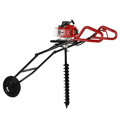 63CC Gas Power Post Hole Digger Earth Auger Borer Fence Ground Drill Wheelbarrow • $180.50