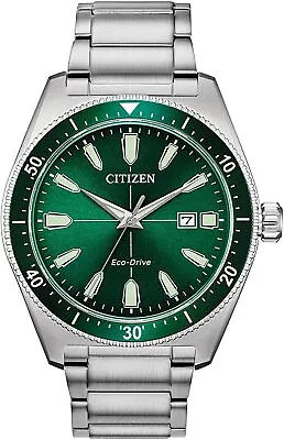 Citizen Men's Vintage Brycen Sport Eco-Drive Green Dial Watch 43mm AW1598-70X • $187.99