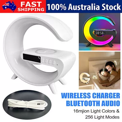 Night Light Bluetooth Speaker RGB Alarm Clock With Wireless Charger Smart G Lamp • $17.99