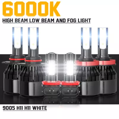 Combo 9005+H11+H11 LED Headlight Kit Fog Light Bulbs High Low Beam 6000K White A • $29.99