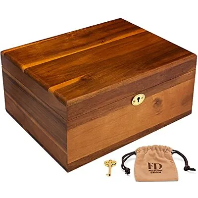 	Wooden Storage Box With Hinged Lid And Locking Key Large Premium Acacia	 • $68.88