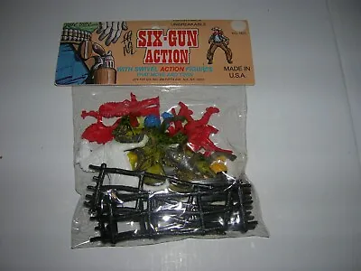 Vintage Six-Gun Action Plastic Cowboys Indians Horses By Joy Toy Co. USA NIP • $9.99