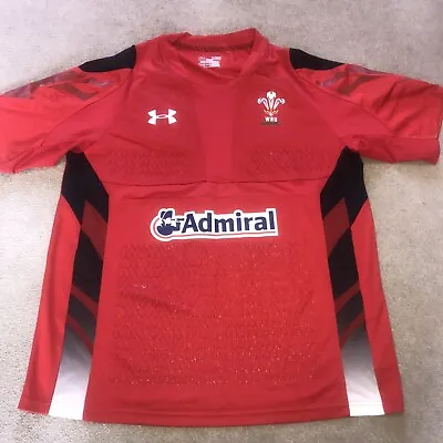 Mens Under Armour Wales Admiral Rugby Shirt Top Jersey XL WRU Official Tech Wear • £24.95