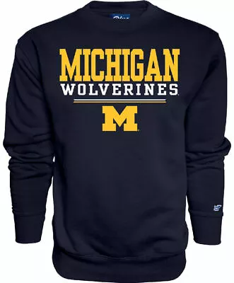 Michigan Wolverines Men's Blue Zone Screened Crew Neck Sweatshirt • $27.95