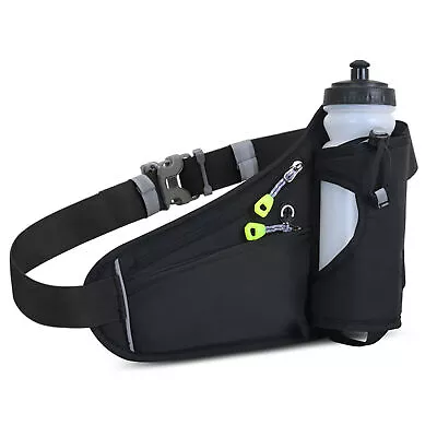 Running Belt With Water Bottle Holder Waterproof Waist Bum Bag Sport Fanny Pack • £11.87