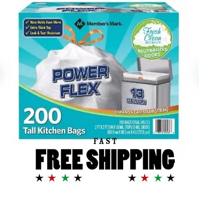 $35 • Buy Member's Mark Power Flex Tall Kitchen Drawstring Trash Bags 13 Gallon, 2 Rolls