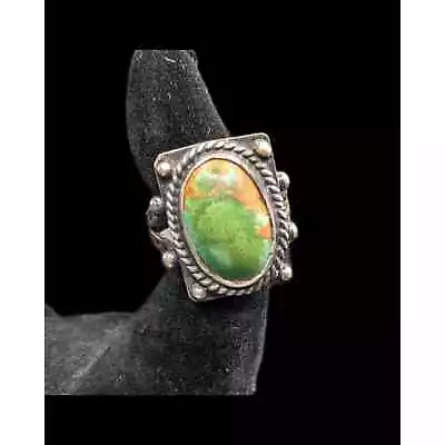 Vintage NAVAJO OLD Pawn 1920s Green TURQUOISE Ring Size 5.5 Old Pawn Fred Harvey • $168