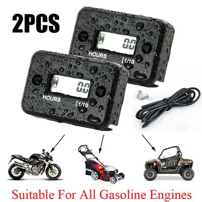 2PCS LCD Waterproof Digital Tach Hour Meter Counter For ATV Motorcycle Boat Bike • $14.69