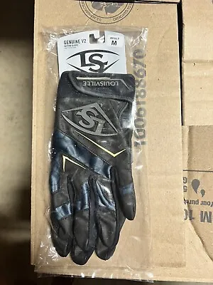 Louisville Slugger Genuine V2 Adult Batting Gloves - Black/Navy/Gold - Size M • $18