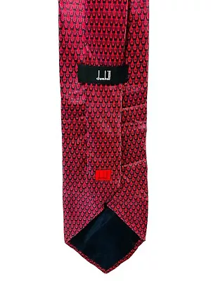 Dunhill Silk Luxury Tie 100% Silk Red & Navy Blue Geometric Print Made In Italy • $10