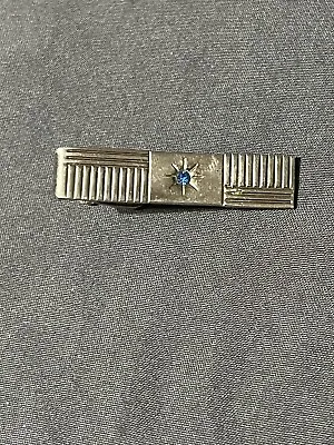 Vintage Silver Tone Blue Star Tie Bar Clip Fashion Jewelry • $20