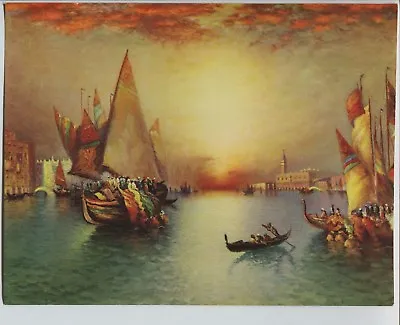 Vintage 1930's-40's Era Print Italian Boats Gloaming Sky Thomas Moran • $14.99