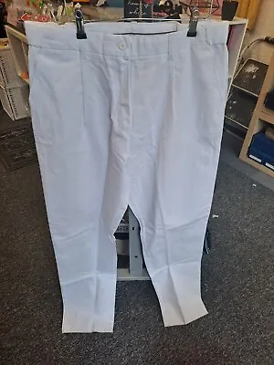 Mens White Cotton Drill Bakers/painters Trousers 36  Waist • £6