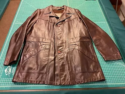 Leather Coat Sears The Men’s Store Leather Shop Collection 42 Tall Maroon Vintag • $75