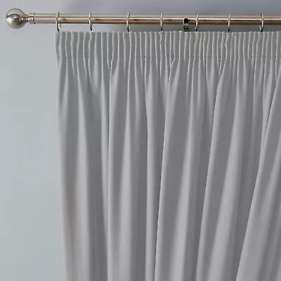 Blackout Curtains Pencil Pleat Energy Saving Thermal Curtain Panels W Tiebacks • £15.11