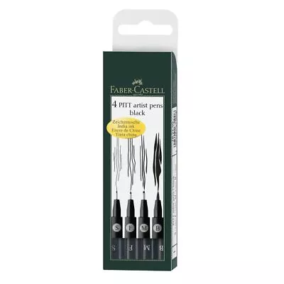 Faber Castell Pitt Artist Pens 4 Black Drawing Fineliner Set Of 4 Pens Art • £5.99