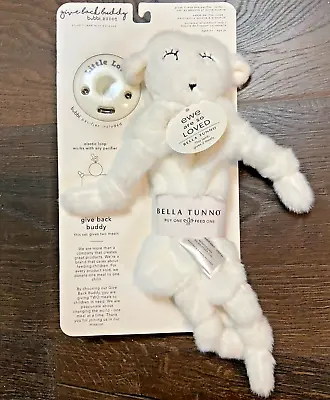 NEW Bella Tunno Bubbi Buddi Pacifier Holder Plush White Lamb Lovey • $24.95