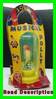 RARE Vintage Musical Jolly Polly Parrot Bird Toy Jolly Blinker Co. Cage With Box • $34.99