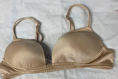 Victoria's Secret Nude 34A Bra Padded Nice  Beige Nylon • $10