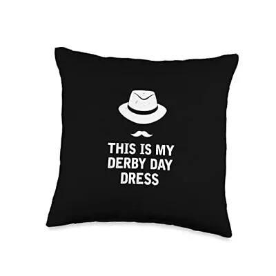 Kentucky This Is My Derby Day Dress Hat Mustache Throw Pillow Multicolor 16x16 • $36.35