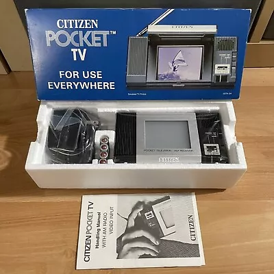 Vintage Citizen Compact Pocket Black White Portable LCD TV 03TA New • $50