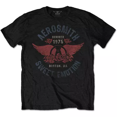 Aerosmith T-Shirt Sweet Emotion Band New Black Official • £14.95