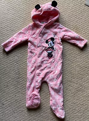 NWT Disney Baby Girls Minnie Mouse Fleece Jumpsuit Romper Coverall Size 1 Or 2 • $34.95