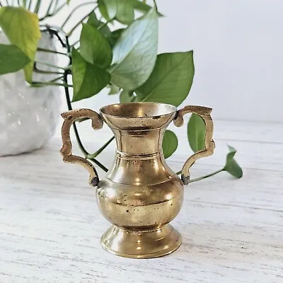 Vintage Brass Trophy Cup Vase Two Handles 3.5  • $9.99