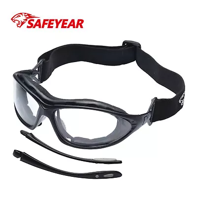 £13.78 • Buy SAFEYEAR Safety Glasses Goggles Adjustable Head Strap Seal Eye Foam Anti-UV Fog