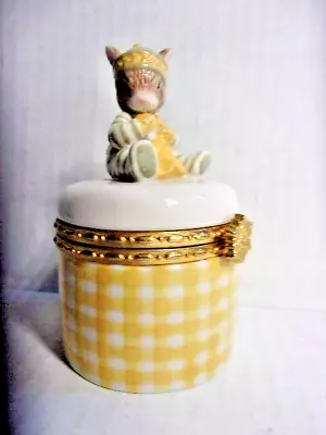 Vintage Demdaco WOODSONG KIDS Porcelain Trinket Box 2002 Bunny Rabbit • $6.99