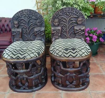 Pair Of African Tribal Chairs 1930s  Free Shipping England • £885