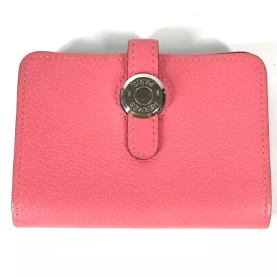 HERMES D Dogon Business Card Holder Card Case Evercolor Pink/SilverHardware • $1015