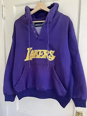 Vintage Los Angeles Lakers Hoodie Starter Size Large Men’s Purple Gold Kobe  • $120