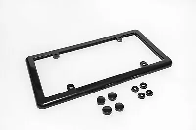 Universal Black License Plate Tag Mounting Holder Frame + 4 Screw Caps Brand New • $8.95