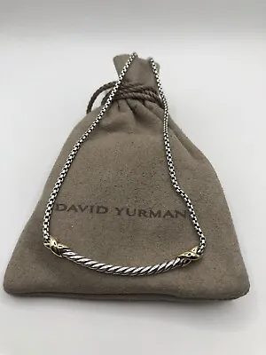 David Yurman Petite X Bar Station Necklace Sterling Silver With 18K Yellow Gold • $300