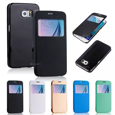 Window View MatteTransparent PC Flip Case Cover For Samsung Galaxy S6 & S6 Edge • $6.45