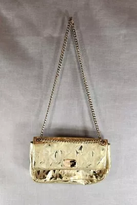 Michael Kors Jet Set Conv Chain Item Pale Gold Mirror Metallic Shoulder Hand Bag • $29.99
