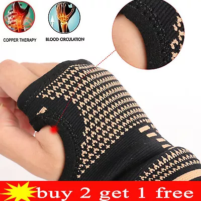 Wrist Support Brace Carpel Tunnel  Hand Sports Right Left Copper Infused Gloves • £3.49