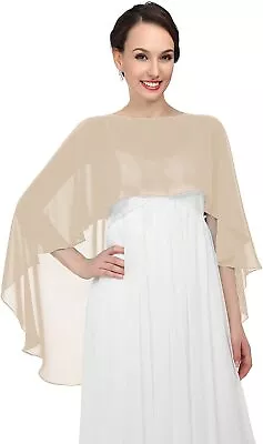 Women Chiffon Shawl Bridal Wedding Wrap Top Cape Jacket Bolero Shrug Dress • £8.09