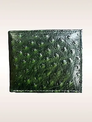 Mens Genuine Leather Wallet Bifold Ostrich Print Card Slots • $9.99