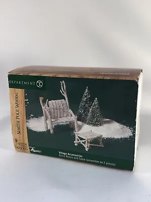 $12.99 • Buy Department 56 North Pole Xmas Village Accessory Woods Birch Bench And Table