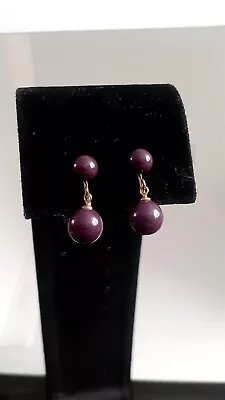 Vintage Marvella Purple Lucite  Round Dangle/drop Adjustable Clip On Earrings • $14.99