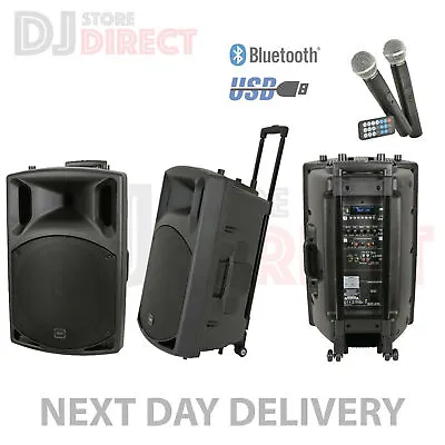 QTX QX15PA BLUETOOTH Portable PA System Wireless Mics USB SD + Speaker COVER • £329